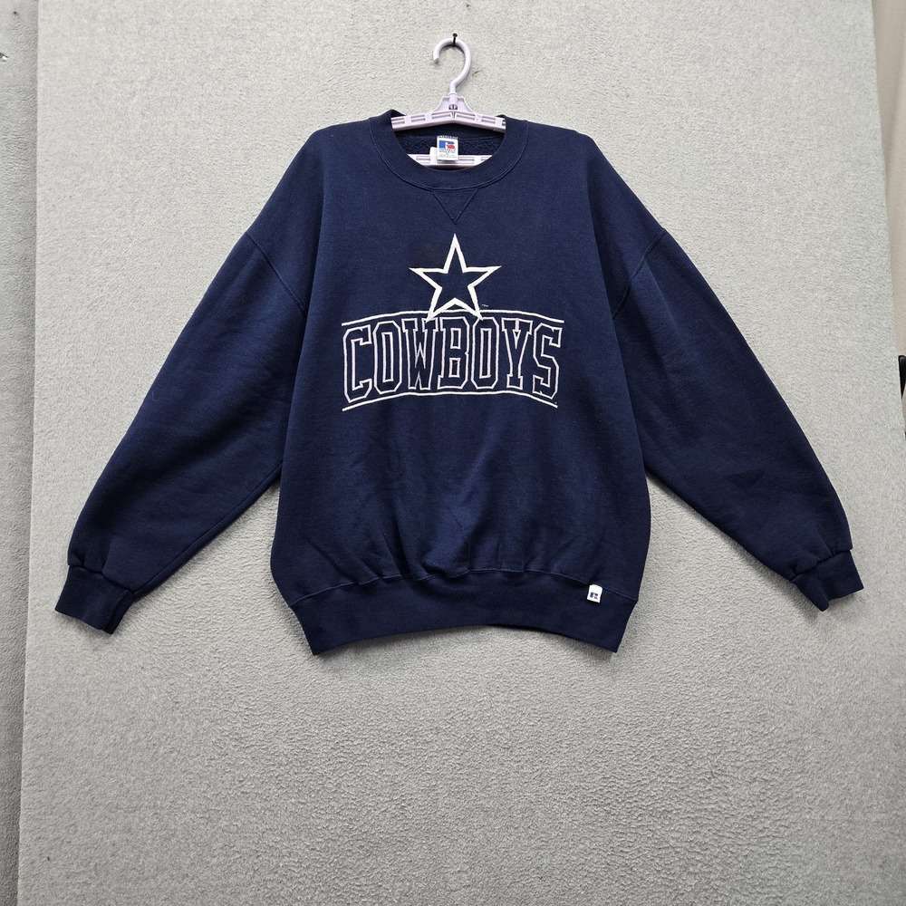 VINTAGE Dallas Cowboys Men Sweatshirt XL Navy Embroidered Russell Athletic USA